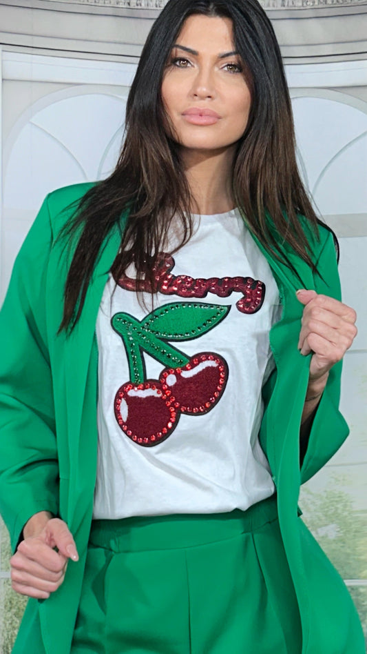 T-shirt cherry pop strass